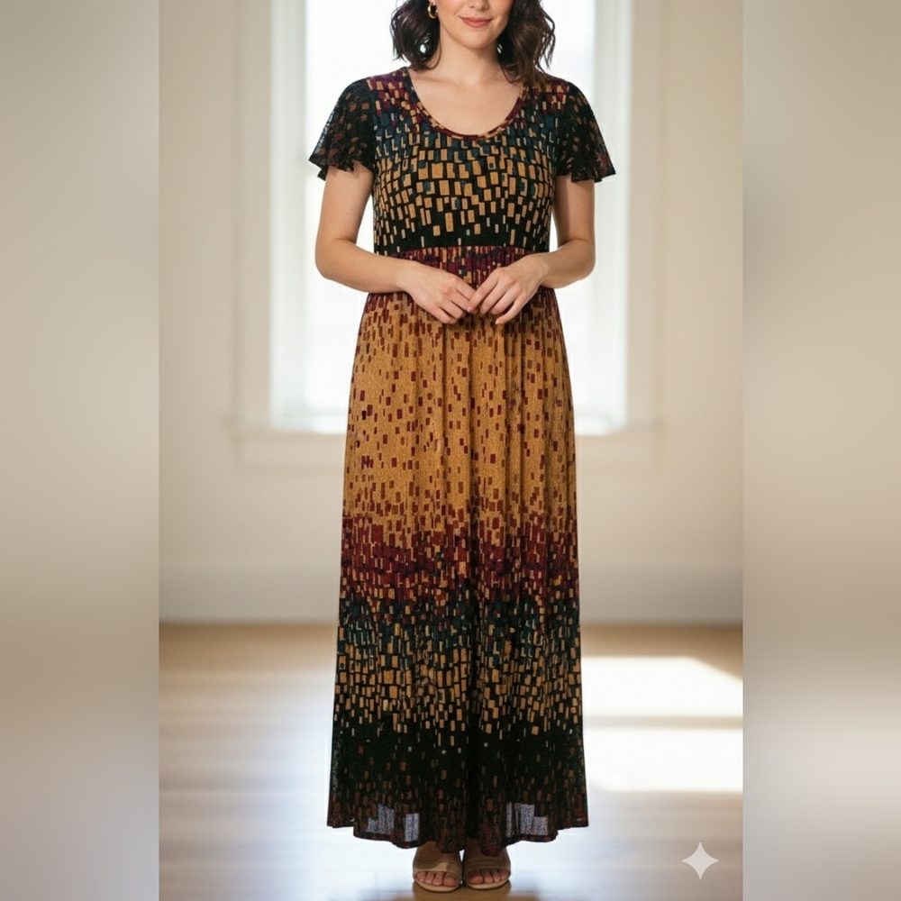 SUZANNE BETRO... Chic Black and Brown Maxi Dress (72)